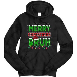 Bruh Christmas Red Plaid Teen Xmas Pajama Gift Tie Dye Hoodie