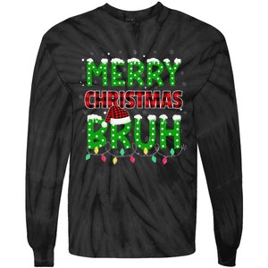 Bruh Christmas Red Plaid Teen Xmas Pajama Gift Tie-Dye Long Sleeve Shirt