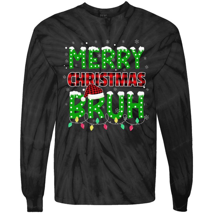 Bruh Christmas Red Plaid Teen Xmas Pajama Gift Tie-Dye Long Sleeve Shirt