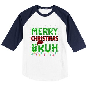 Bruh Christmas Red Plaid Teen Xmas Pajama Gift Baseball Sleeve Shirt