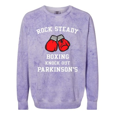 Breast Cancer Rock Steady Boxing Knock Out Parkinsons Colorblast Crewneck Sweatshirt