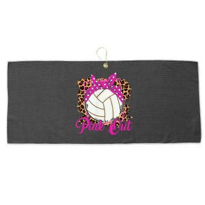 Breast Cancer Ribbon Pink Out Volleyball Pink Ribbon Leopard Large Microfiber Waffle Golf Towel