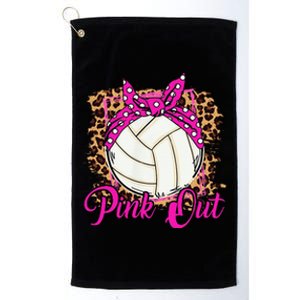 Breast Cancer Ribbon Pink Out Volleyball Pink Ribbon Leopard Platinum Collection Golf Towel