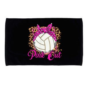 Breast Cancer Ribbon Pink Out Volleyball Pink Ribbon Leopard Microfiber Hand Towel