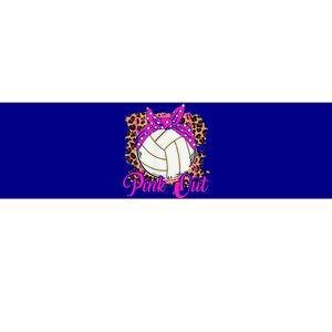 Breast Cancer Ribbon Pink Out Volleyball Pink Ribbon Leopard Bumper Sticker