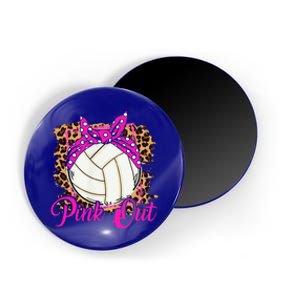 Breast Cancer Ribbon Pink Out Volleyball Pink Ribbon Leopard Magnet