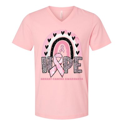 Breast Cancer Rainbow In October We Wear Pink Hope Support V-Neck T-Shirt