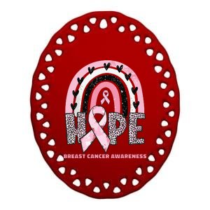 Breast Cancer Rainbow In October We Wear Pink Hope Support Ceramic Oval Ornament