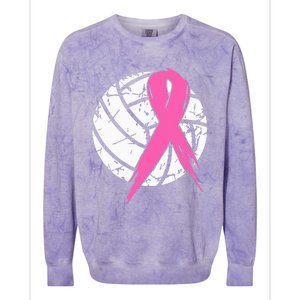 Breast Cancer Ribbon Volleyball Awareness Colorblast Crewneck Sweatshirt