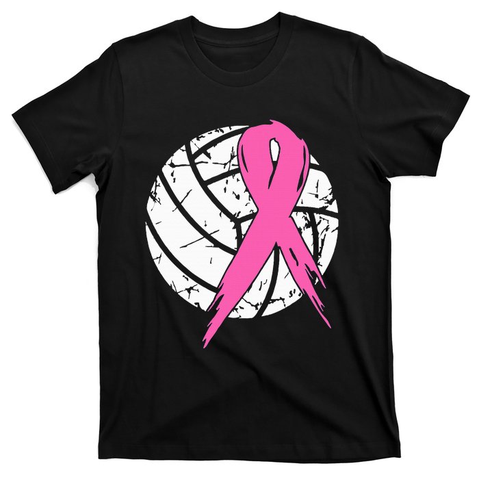 Breast Cancer Ribbon Volleyball Awareness T-Shirt