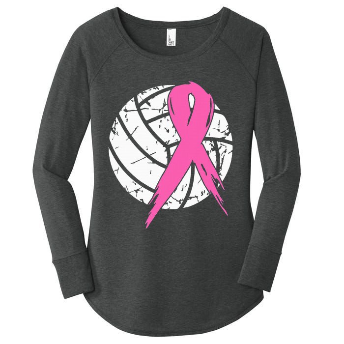 Breast Cancer Ribbon Volleyball Awareness Women's Perfect Tri Tunic Long Sleeve Shirt