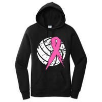 Breast Cancer Ribbon Volleyball Awareness Women's Pullover Hoodie