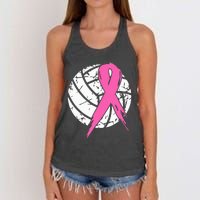 Breast Cancer Ribbon Volleyball Awareness Women's Knotted Racerback Tank