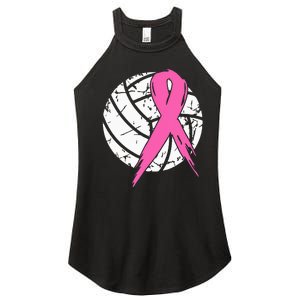 Breast Cancer Ribbon Volleyball Awareness Women's Perfect Tri Rocker Tank