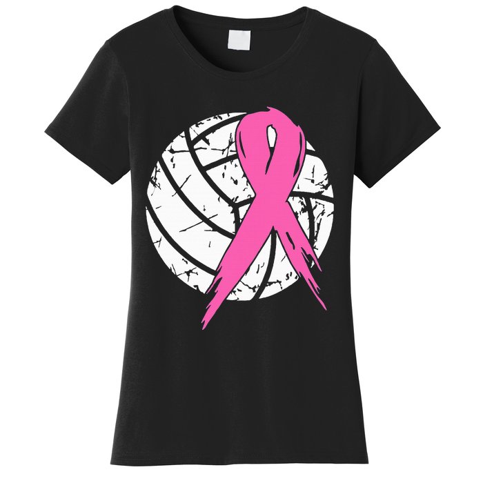 Breast Cancer Ribbon Volleyball Awareness Women's T-Shirt