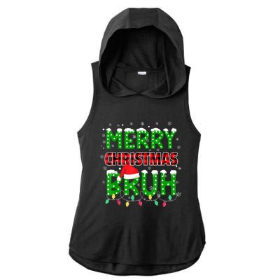 Bruh Christmas Red Plaid Teens Xmas Pajama Ladies PosiCharge Tri-Blend Wicking Draft Hoodie Tank