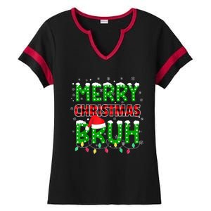 Bruh Christmas Red Plaid Teens Xmas Pajama Ladies Halftime Notch Neck Tee