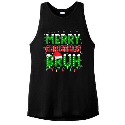 Bruh Christmas Red Plaid Teens Xmas Pajama Ladies PosiCharge Tri-Blend Wicking Tank