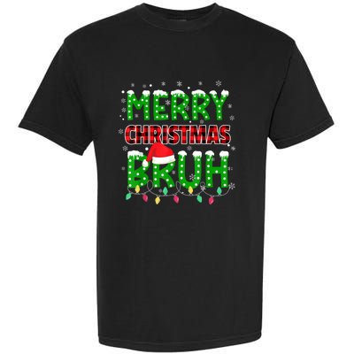 Bruh Christmas Red Plaid Teens Xmas Pajama Garment-Dyed Heavyweight T-Shirt