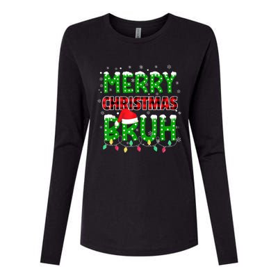 Bruh Christmas Red Plaid Teens Xmas Pajama Womens Cotton Relaxed Long Sleeve T-Shirt