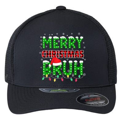 Bruh Christmas Red Plaid Teens Xmas Pajama Flexfit Unipanel Trucker Cap