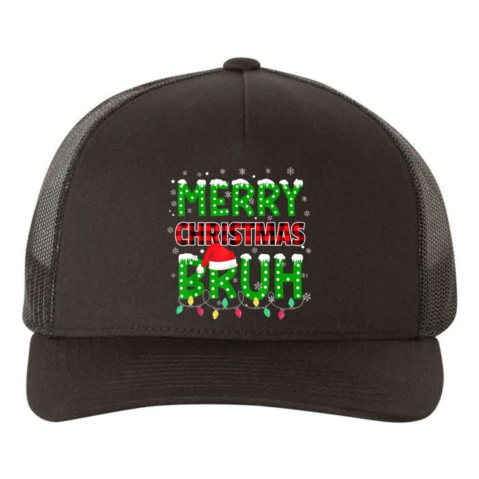 Bruh Christmas Red Plaid Teens Xmas Pajama Yupoong Adult 5-Panel Trucker Hat