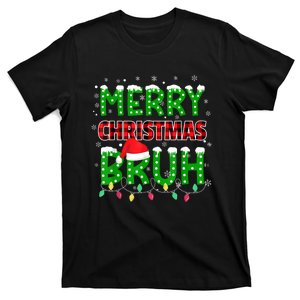 Bruh Christmas Red Plaid Teens Xmas Pajama T-Shirt