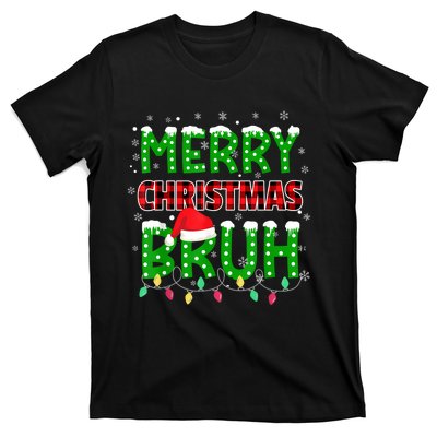 Bruh Christmas Red Plaid Teens Xmas Pajama T-Shirt