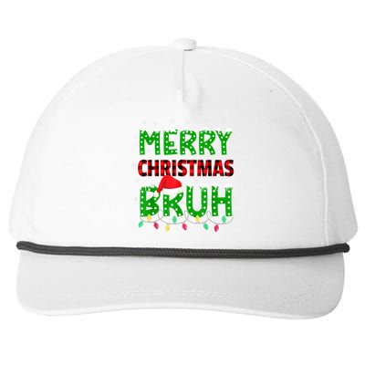 Bruh Christmas Red Plaid Teens Xmas Pajama Snapback Five-Panel Rope Hat