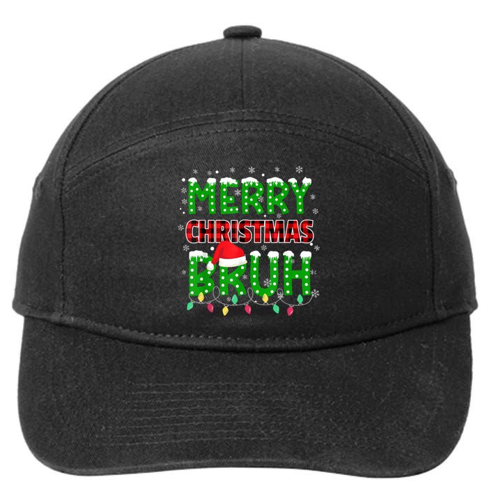 Bruh Christmas Red Plaid Teens Xmas Pajama 7-Panel Snapback Hat