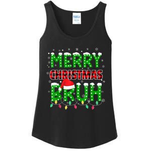 Bruh Christmas Red Plaid Teens Xmas Pajama Ladies Essential Tank