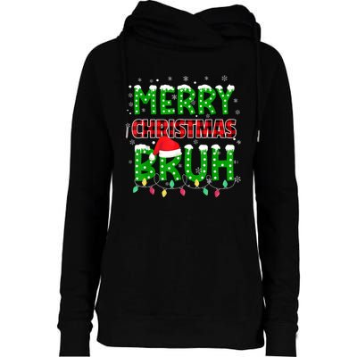 Bruh Christmas Red Plaid Teens Xmas Pajama Womens Funnel Neck Pullover Hood