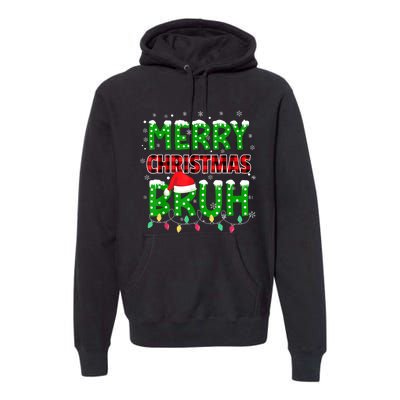 Bruh Christmas Red Plaid Teens Xmas Pajama Premium Hoodie