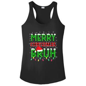 Bruh Christmas Red Plaid Teens Xmas Pajama Ladies PosiCharge Competitor Racerback Tank