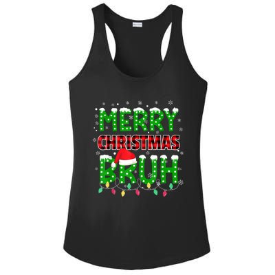 Bruh Christmas Red Plaid Teens Xmas Pajama Ladies PosiCharge Competitor Racerback Tank