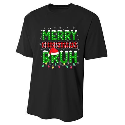 Bruh Christmas Red Plaid Teens Xmas Pajama Performance Sprint T-Shirt