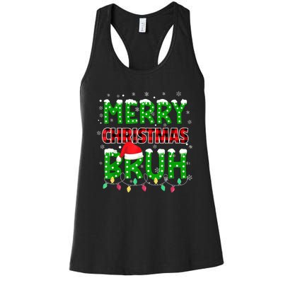 Bruh Christmas Red Plaid Teens Xmas Pajama Women's Racerback Tank