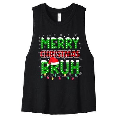 Bruh Christmas Red Plaid Teens Xmas Pajama Women's Racerback Cropped Tank