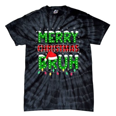 Bruh Christmas Red Plaid Teens Xmas Pajama Tie-Dye T-Shirt