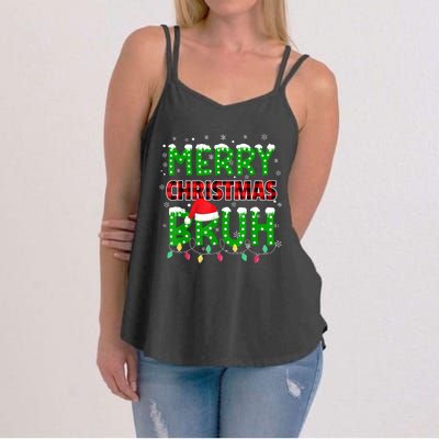 Bruh Christmas Red Plaid Teens Xmas Pajama Women's Strappy Tank