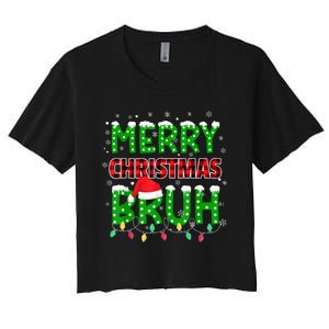 Bruh Christmas Red Plaid Teens Xmas Pajama Women's Crop Top Tee