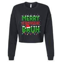 Bruh Christmas Red Plaid Teens Xmas Pajama Cropped Pullover Crew