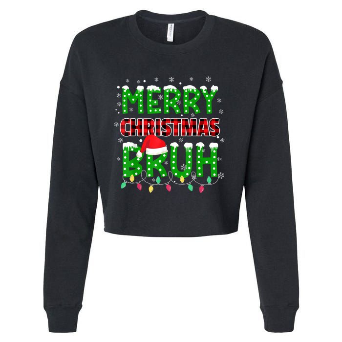 Bruh Christmas Red Plaid Teens Xmas Pajama Cropped Pullover Crew