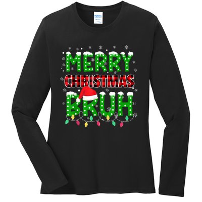 Bruh Christmas Red Plaid Teens Xmas Pajama Ladies Long Sleeve Shirt