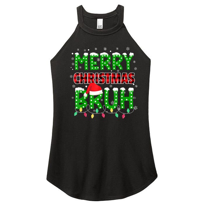 Bruh Christmas Red Plaid Teens Xmas Pajama Women's Perfect Tri Rocker Tank