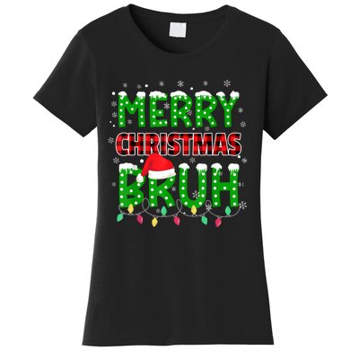 Bruh Christmas Red Plaid Teens Xmas Pajama Women's T-Shirt