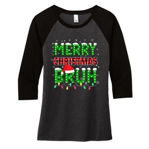 Bruh Christmas Red Plaid Teens Xmas Pajama Women's Tri-Blend 3/4-Sleeve Raglan Shirt