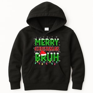 Bruh Christmas Red Plaid Teens Xmas Pajama Kids Hoodie