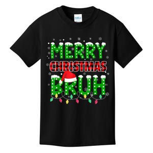 Bruh Christmas Red Plaid Teens Xmas Pajama Kids T-Shirt