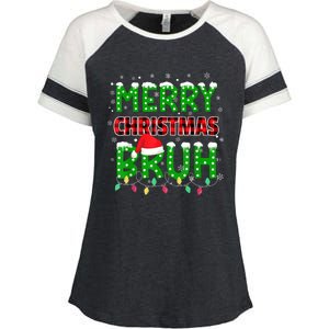 Bruh Christmas Red Plaid Teens Xmas Pajama Enza Ladies Jersey Colorblock Tee